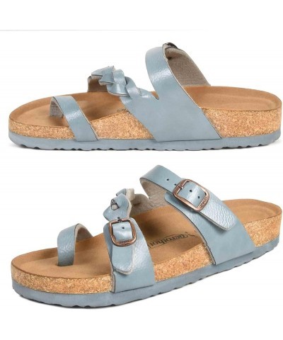 Women's Arch Support Casual Strappy Slide Sandals Seraph Light Blue $18.45 Sandals