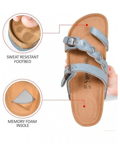 Women's Arch Support Casual Strappy Slide Sandals Seraph Light Blue $18.45 Sandals