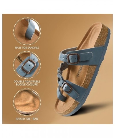 Women's Arch Support Casual Strappy Slide Sandals Seraph Light Blue $18.45 Sandals