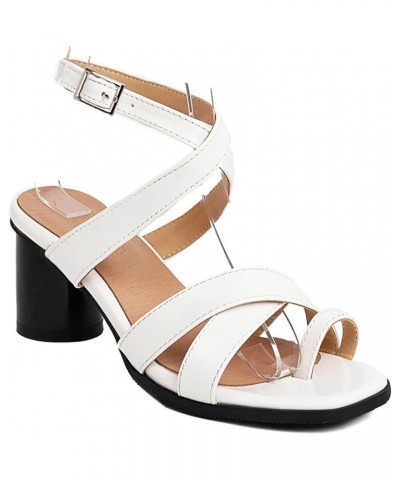 Low Block Heels Sandals for Women 2024 Square Toe Heels Ankle Strap Summer Heels for Women Square-headed White Two $23.39 San...