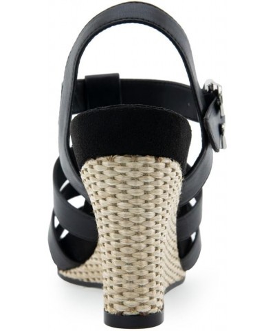 Women's Paige Wedge Sandal Black Pu $21.83 Sandals