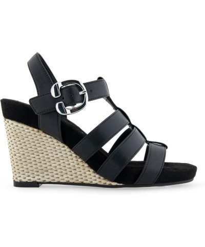 Women's Paige Wedge Sandal Black Pu $21.83 Sandals