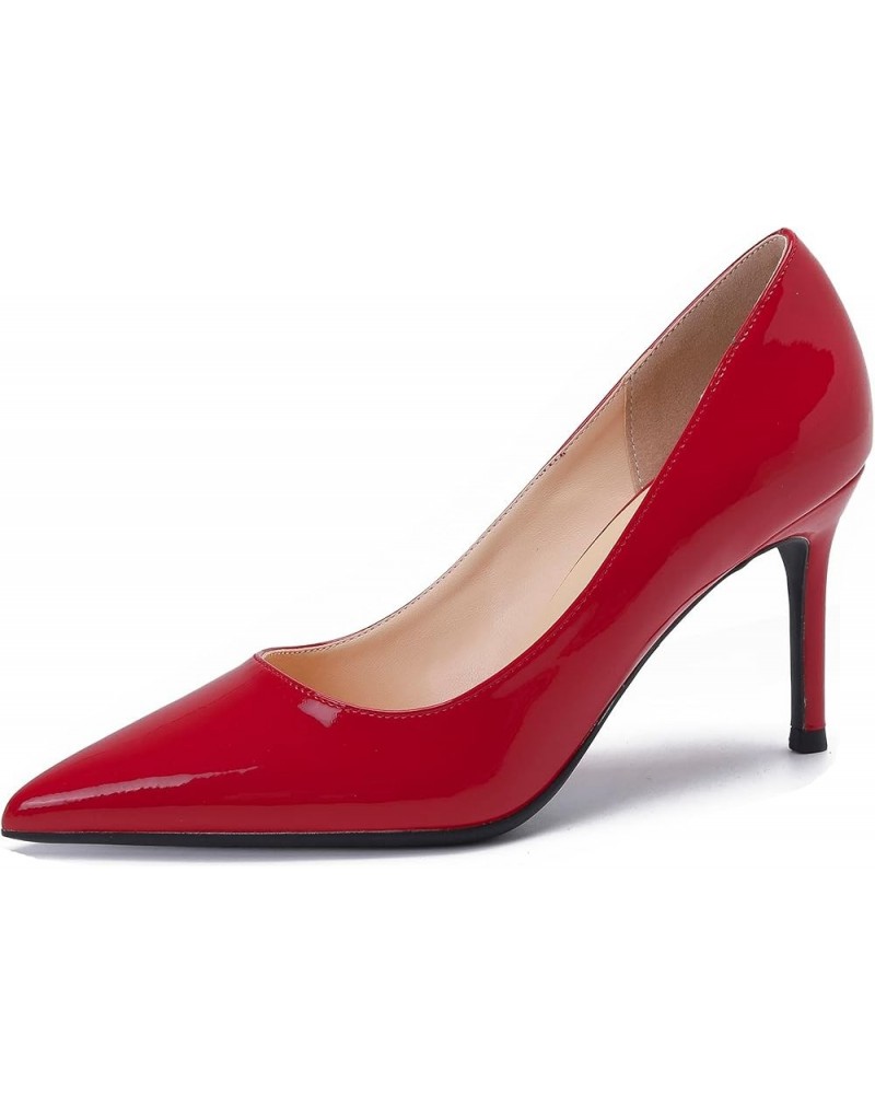 Women Chic Pointed Toe Formal Office Suite High Heels Pump Patent Leather Sexy Stiletto Heels Shoes Red $32.47 Pumps