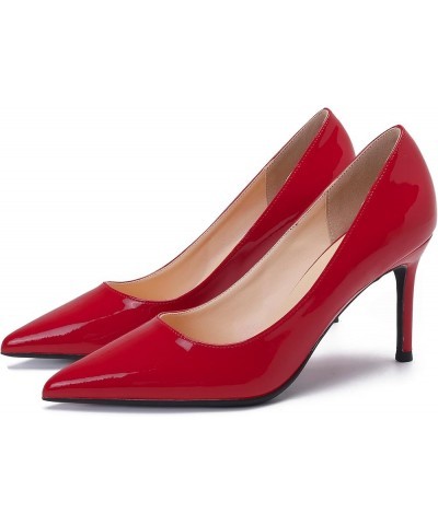 Women Chic Pointed Toe Formal Office Suite High Heels Pump Patent Leather Sexy Stiletto Heels Shoes Red $32.47 Pumps