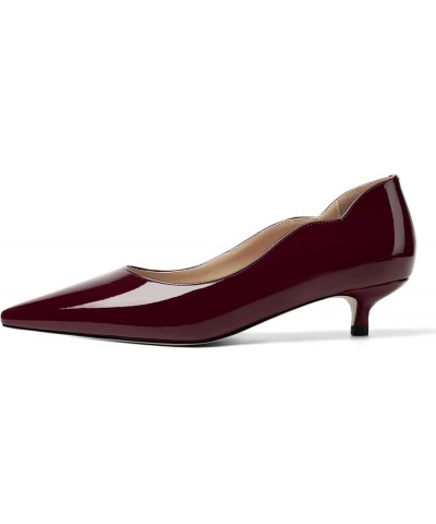 Womens Pointed Toe Casual Slip On Patent Business Solid Kitten Low Heel Pumps Shoes 1.5 Inch Burgundy $37.23 Pumps