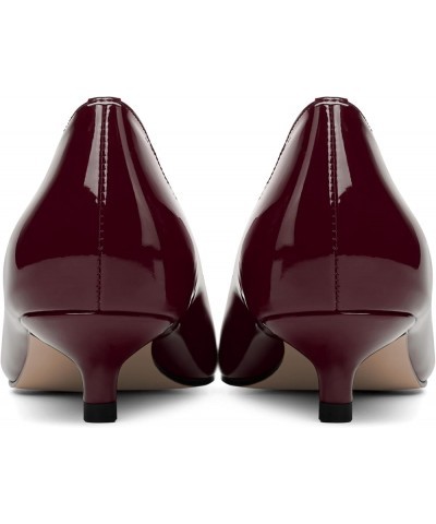 Womens Pointed Toe Casual Slip On Patent Business Solid Kitten Low Heel Pumps Shoes 1.5 Inch Burgundy $37.23 Pumps