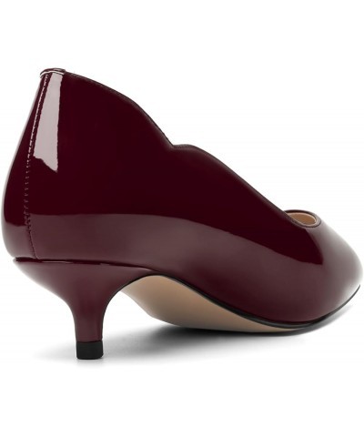 Womens Pointed Toe Casual Slip On Patent Business Solid Kitten Low Heel Pumps Shoes 1.5 Inch Burgundy $37.23 Pumps