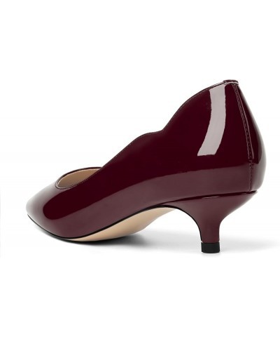 Womens Pointed Toe Casual Slip On Patent Business Solid Kitten Low Heel Pumps Shoes 1.5 Inch Burgundy $37.23 Pumps