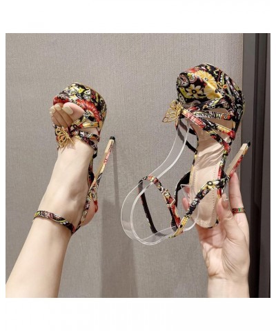 Fashion Sandals Woman High Heels Platform Shoes Buckle Peep Toe Floral Fashion Sexy Sandal Black $29.33 Sandals