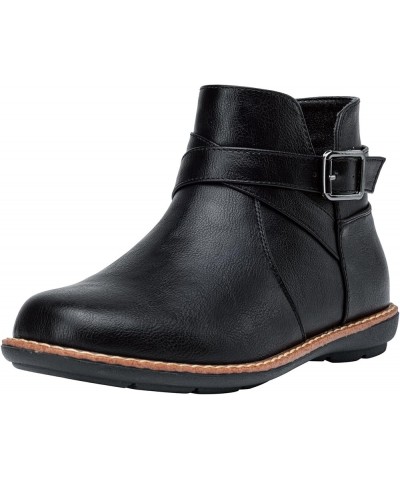 Women's 9005 Flat Ankle Boots, Classical Short Boots, Vintage Booties with Side Zipper Flat Boots-9005-black $30.15 Boots