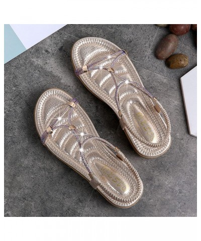 Strappy Sandals For Women Girls' Flats Strappy Ballet Flats For Women Flip Flops For Women Silver Flats For Women Dressy Comf...