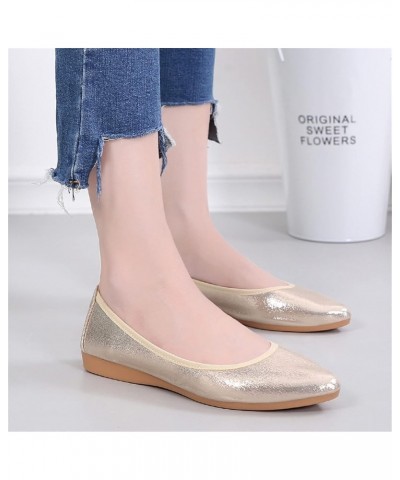 Women's Slip On Pointed Toe Ballet Flats Bowknot Rhinestone Beads Metal Buckle Soft PU Leather Foldable Flat Shoes Work Dress...