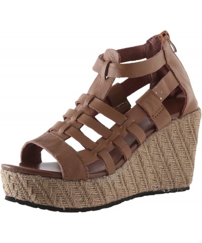 Women Platform Sandals Women Wedges Size 12 Women Platform Beach Sandals For Woman Low Heeled Black Sandals For Women Brown-f...