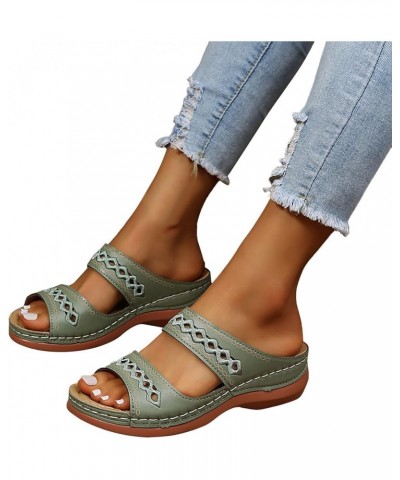 Womens Sandals Dressy, Sandals Women Comfortable Sandals Slippers Open Toe Wedge Sandals with Arch Support Green $13.51 Outdo...