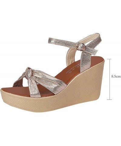 Women Peep Toe Non-slip Platform Wedge Heels Sandals Buckle Sequins Sandals Z 05-beige $20.43 Sandals