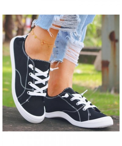 Canvas Shoes for Women Low Top Lace Up Sneakers Canvas Fashion Sneakers Classic Casual Walking Tennis Shoes Comfortable Breat...