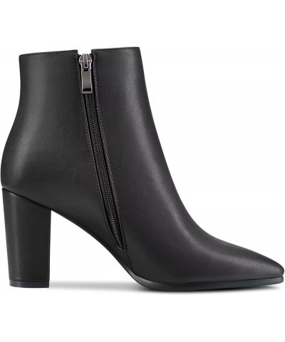 Women Chunky Block High Heel Pointed Toe Zipper Ankle Boots Short Bootie Wedding Office 3.3 Inches Heels Black $37.31 Boots