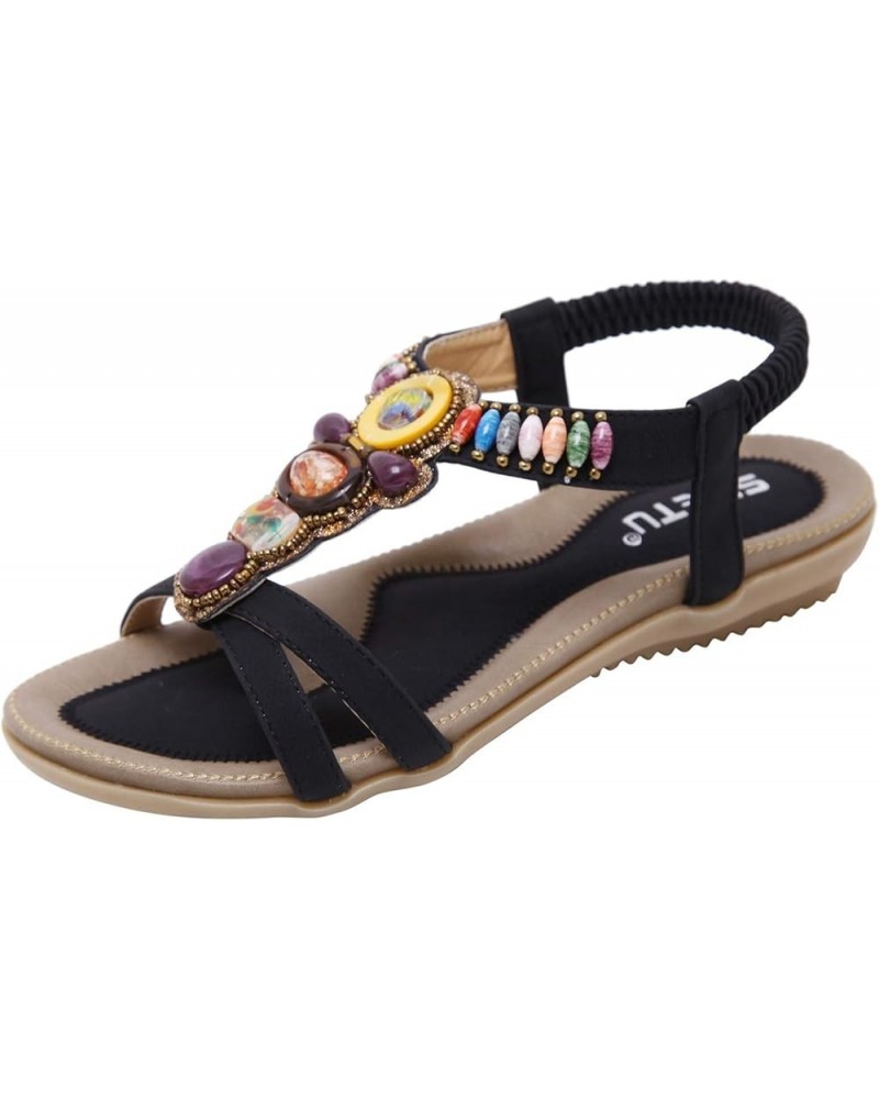 Sport Sandals For Women Water Women Flats Shoes Dressy Size 12 Hiking Sandals Women Sandals Women Sport Sandals Woman Black-c...