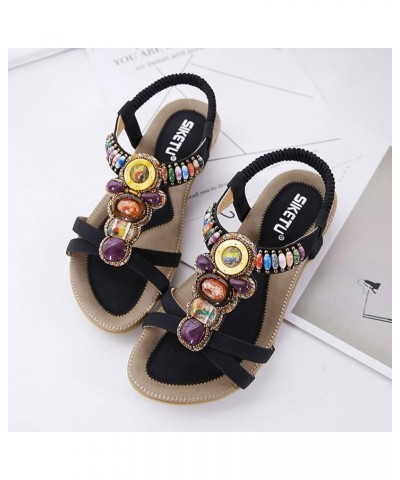 Sport Sandals For Women Water Women Flats Shoes Dressy Size 12 Hiking Sandals Women Sandals Women Sport Sandals Woman Black-c...