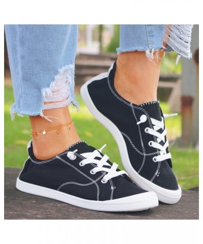 Canvas Shoes for Women Low Top Lace Up Sneakers Canvas Fashion Sneakers Classic Casual Walking Tennis Shoes Comfortable Breat...