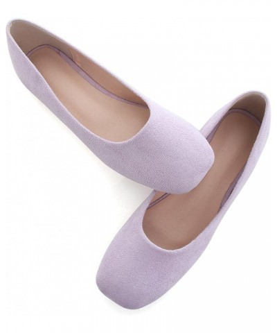 Flats for Women Comfortable Solid Color Soft Flats Square Toe Ballet Shoes Dressy Slip-ons Loafers D363-light Purple $15.29 F...