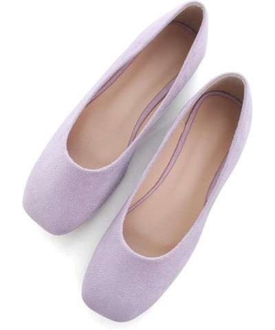 Flats for Women Comfortable Solid Color Soft Flats Square Toe Ballet Shoes Dressy Slip-ons Loafers D363-light Purple $15.29 F...