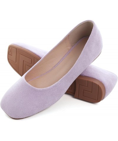 Flats for Women Comfortable Solid Color Soft Flats Square Toe Ballet Shoes Dressy Slip-ons Loafers D363-light Purple $15.29 F...