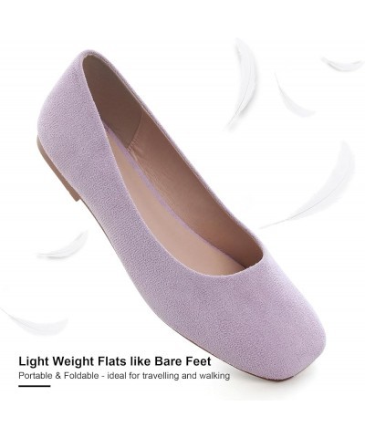 Flats for Women Comfortable Solid Color Soft Flats Square Toe Ballet Shoes Dressy Slip-ons Loafers D363-light Purple $15.29 F...