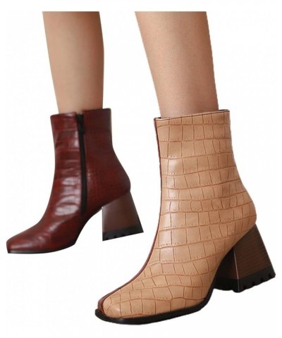 Women'S Short Boots Autumn And Winter Women'S Boots In Europe And The United States Womens Mid Calf Boots with Brown $25.08 B...