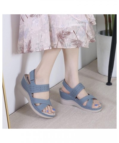 Sport Sandals Women 7 Women Flats Shoes Dressy Black Slip On Sandals Women Black Wedges Sport Sandals Woman Women Sand Blue-2...