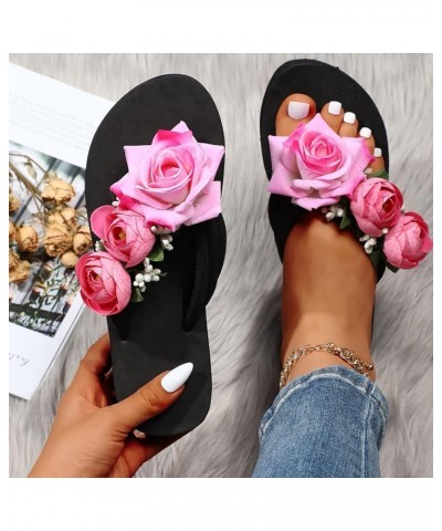 Women Open Toe Ankle Strap Espadrilles Block Low Chunky Heel Casual Sandal Beach Flip-Flop Shoes 170-ibzwp-d-hotpink $12.70 F...