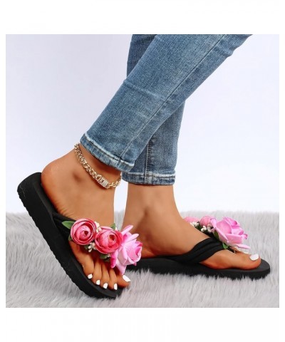 Women Open Toe Ankle Strap Espadrilles Block Low Chunky Heel Casual Sandal Beach Flip-Flop Shoes 170-ibzwp-d-hotpink $12.70 F...