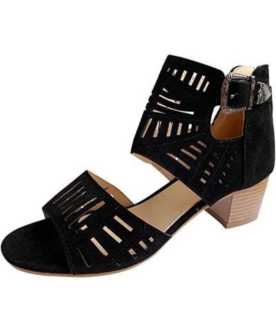 Wedge Sandals for Women Dressy Casual Hollow Out Open Toe High Heel Sandal Slip on Espadrilles Platform Shoes Black $18.49 Ou...