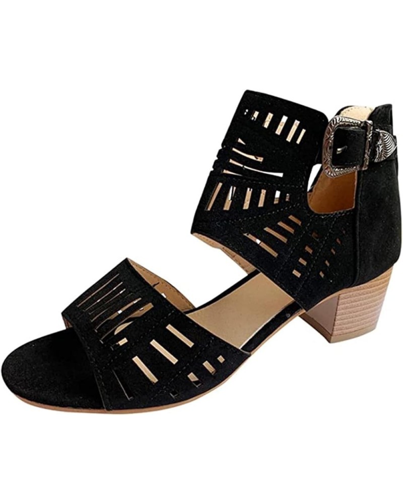 Wedge Sandals for Women Dressy Casual Hollow Out Open Toe High Heel Sandal Slip on Espadrilles Platform Shoes Black $18.49 Ou...