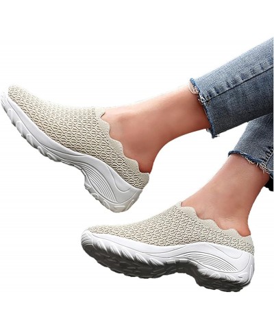 Shoes Women's Sport On Slip Toe Wedge Summer Round Casual Sneakers Fashion Mesh Women's Sneakers Women Shoes Sneakers Canvas ...