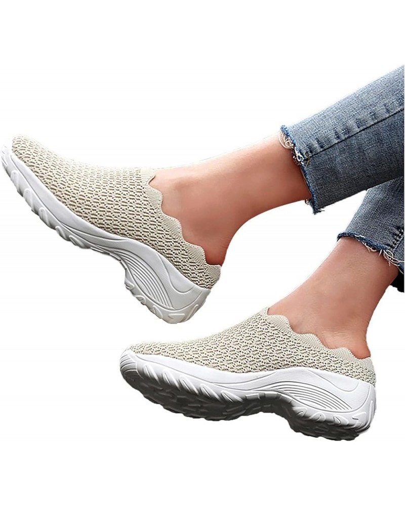 Shoes Women's Sport On Slip Toe Wedge Summer Round Casual Sneakers Fashion Mesh Women's Sneakers Women Shoes Sneakers Canvas ...