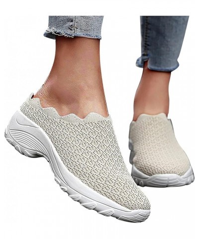 Shoes Women's Sport On Slip Toe Wedge Summer Round Casual Sneakers Fashion Mesh Women's Sneakers Women Shoes Sneakers Canvas ...