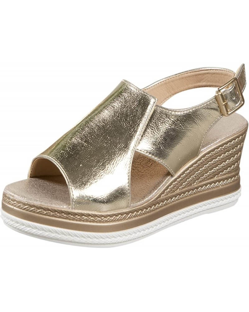 Platform Shoes Women Wedges For Women Dressy Comfortable And Wide Silver Platform Sandals For Women Dressy We Gold-e $18.85 S...