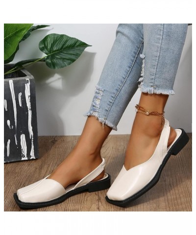 Tan Sandal Ladies Fashion Summer Solid Color Toe Shoes Elastic Low Heel Casual Sandals Born Sandals for Women Size Beige $16....