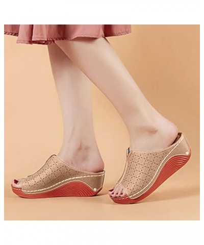 Dress Heeled Shoes, Casual Wedge Sandals for Women Comfortable Flower Clip Toe Summer Beach Sandals A 3 $12.64 Sandals