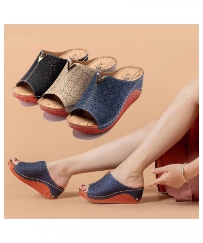 Dress Heeled Shoes, Casual Wedge Sandals for Women Comfortable Flower Clip Toe Summer Beach Sandals A 3 $12.64 Sandals