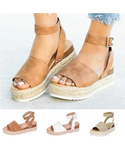 Summer Sandals for Women Wedge Comfy Platform Sandal Shoes Summer Beach Travel Shoe Slipper Flip Flop Khaki $16.41 Sandals