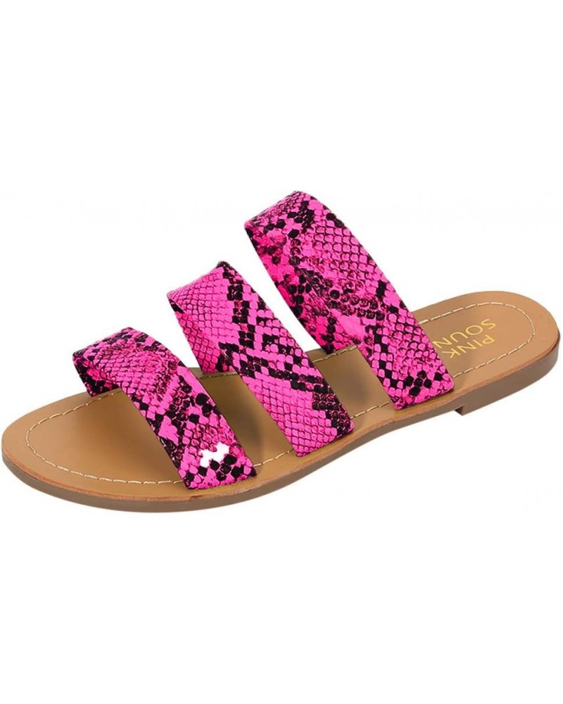 Womens Sandal Wedge Platform Sandals Adjustable Flip Flop Roman Ankle Strappy Zipper Flats Beach Sandals LS5 Hot Pink $17.36 ...