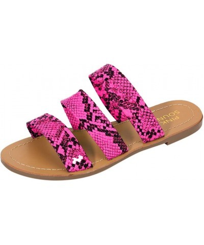 Womens Sandal Wedge Platform Sandals Adjustable Flip Flop Roman Ankle Strappy Zipper Flats Beach Sandals LS5 Hot Pink $17.36 ...