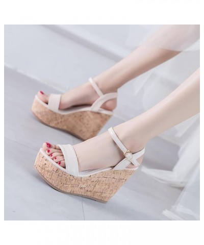 Women's Wedge-Shaped Sandals, Adjustable Ankle, Women's Open Toe Party Platform High Heels Black $22.14 Sandals