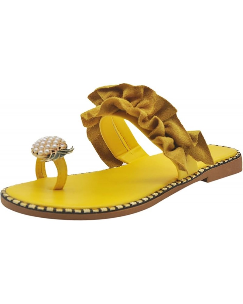 Flip Flops Women Size 10 Womans Sandals Womens Flip Flops Sandals Women Sandals Women Comfortable Womens Ball 8-yellow $21.46...