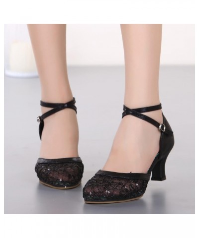 Ballroom Dance Shoes Women Wide Width Heeled Sandals 3 Inch Leather Sole Flat Dance Shoes Women Sandalias Para Mujer B $17.18...