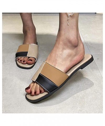 Arch Support Sandals for Women Leather Fashion Summer Toe Flat Casual Folded Bohemian Open Slippers Shoes Women's Slipper (Bl...