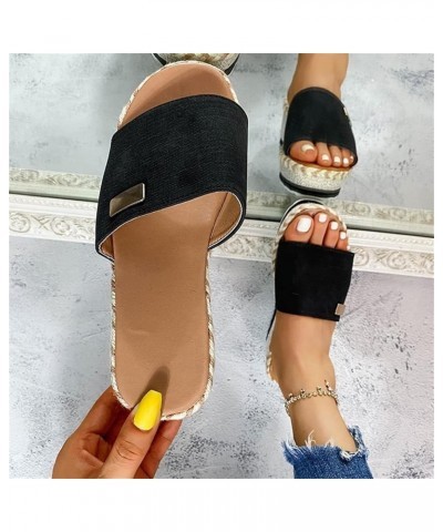 Women's Platform Sandals Ladies Slip on Slide Mules Hessian Espadrilles 2023 Summer Casual Wedge High Heel Slippers Comfort O...