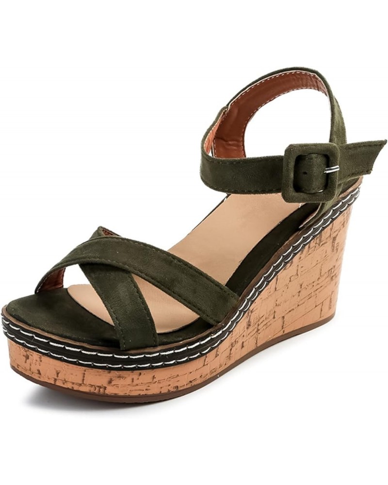 Sandals Womens Wedge,Ladies Wedge Sandals, Platform Fashion Sandals,Green,38,Breathable Wedges Sandals 5 US Green $19.78 Sandals